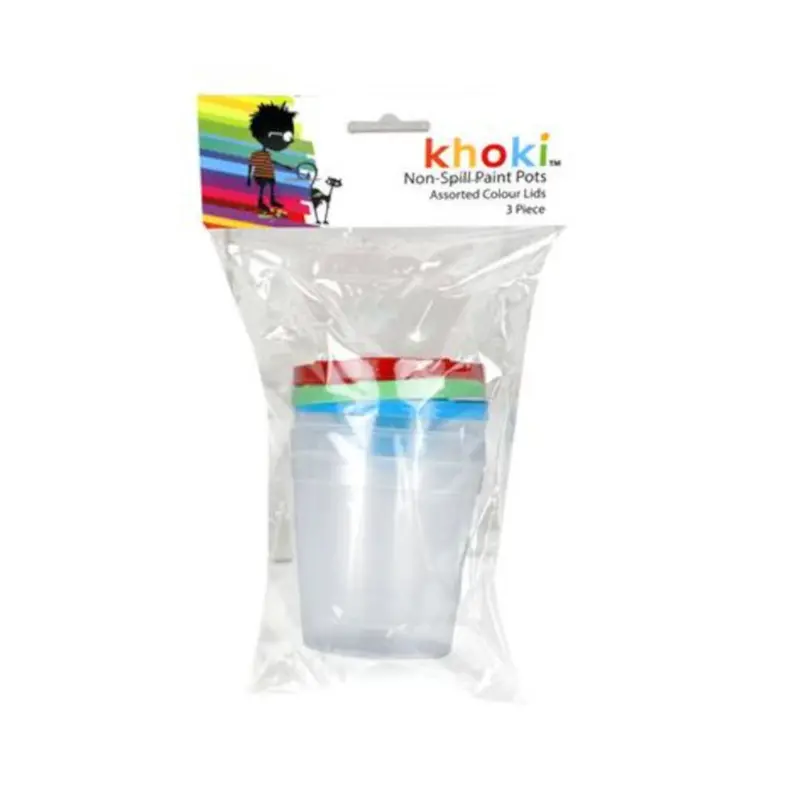 No-Spill Paint Cup Set – Khoki 3-Container Art Supply For Mess-Free Crafting 1