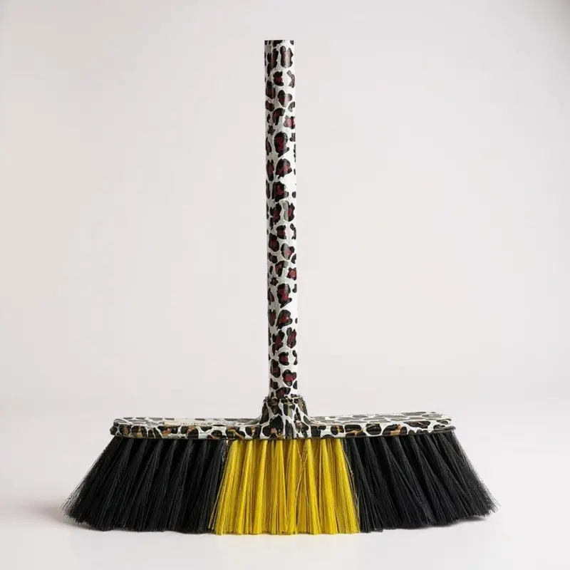 Patterned Steel Handle Floor Broom – Household Cleaning Brush (Model 386) 1