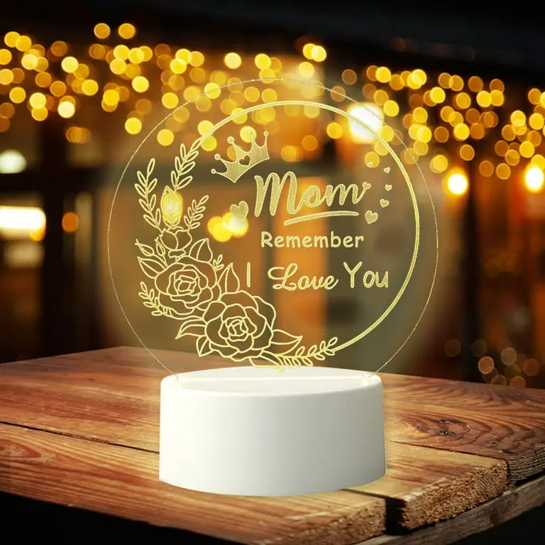 Personalized 3D Led Night Light – 'My Dear Mom' Keepsake Stand 1