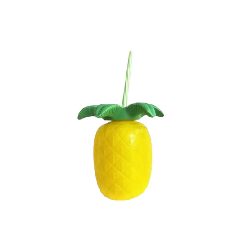 Pineapple-Shaped Plastic Drink Cup With Snap-On Lid – Single Serving 1
