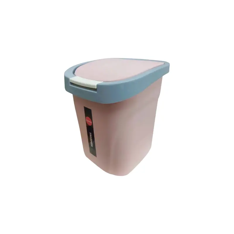 Pink Square Push-Top Flip-Lid Waste Bin 1