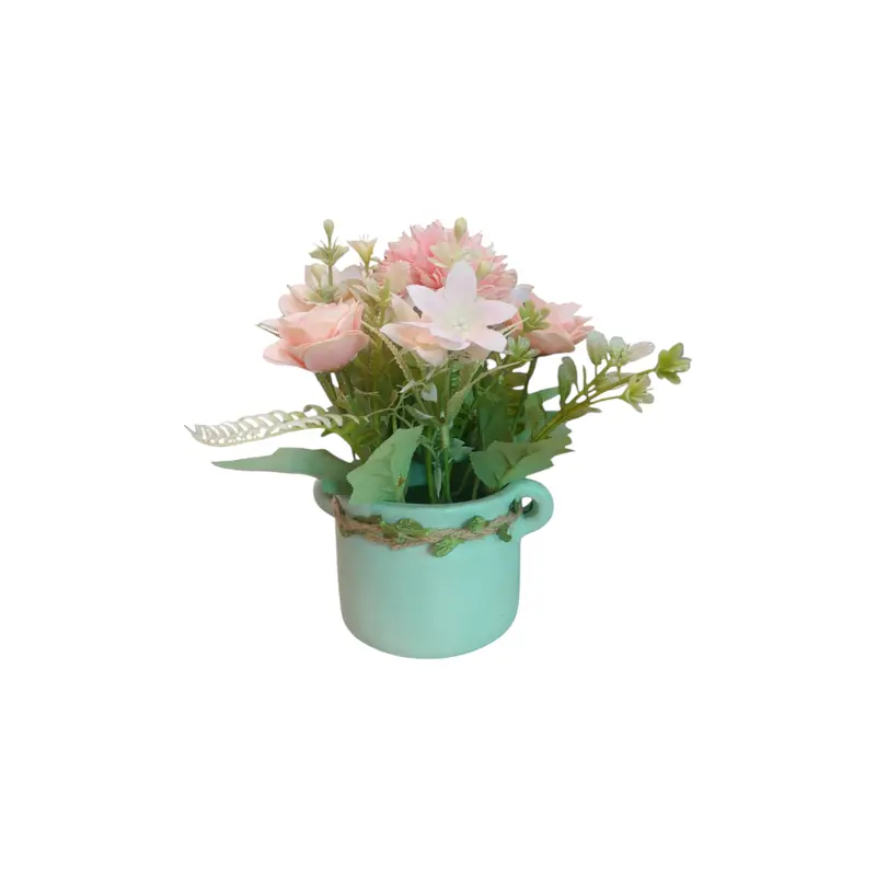 Premium Artificial Roses In Minimalist Pot – Lifelike Potted Floral Decoration (11×22 Cm) 1
