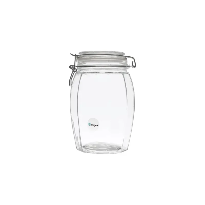Regent 1.2-Litre Faceted Airtight Glass Storage Jar With Secure Clip Lid 1