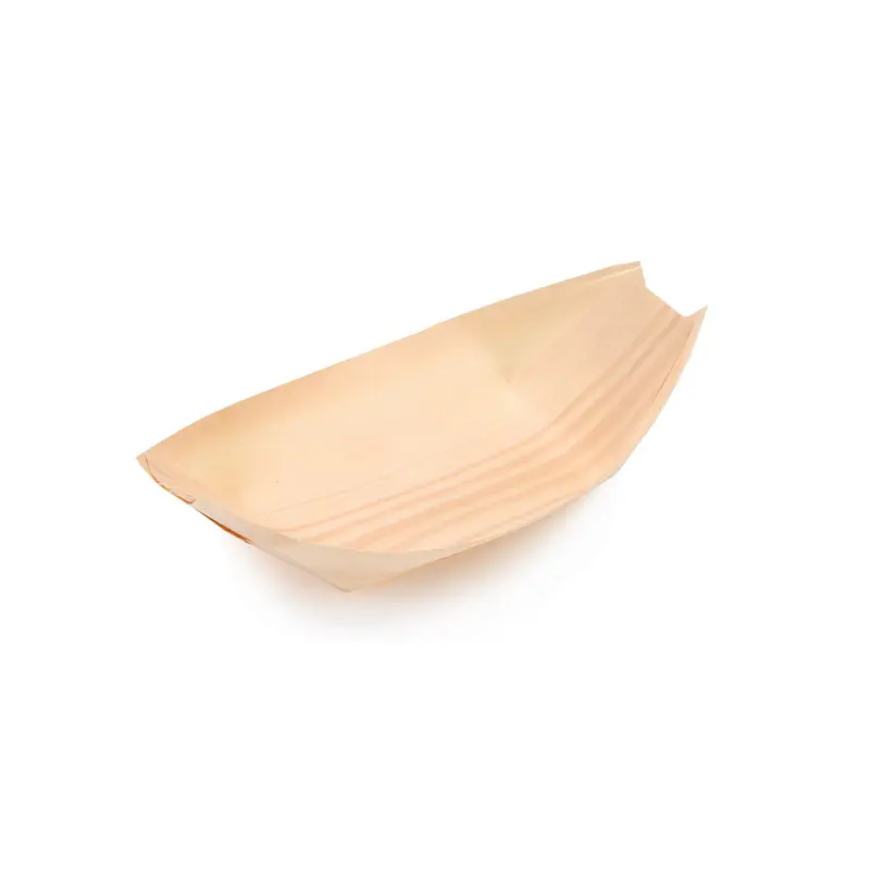 Regent Disposable Bamboo Serving Tray – Boat-Shaped, 220 × 115Mm, 20-Pack 1