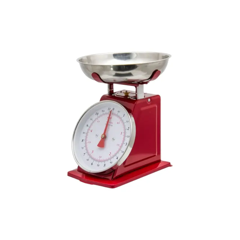 Regent Mechanical Kitchen Scale – 5Kg Capacity With Red Frame & Stainless Bowl 1
