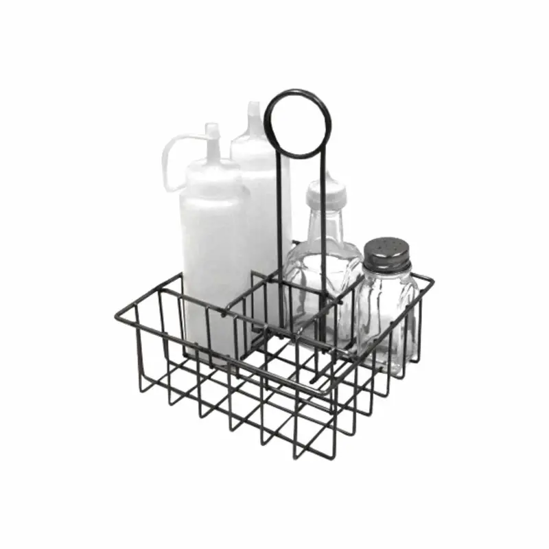 Regent Powder-Coated Black Tabletop Condiment Organizer 1