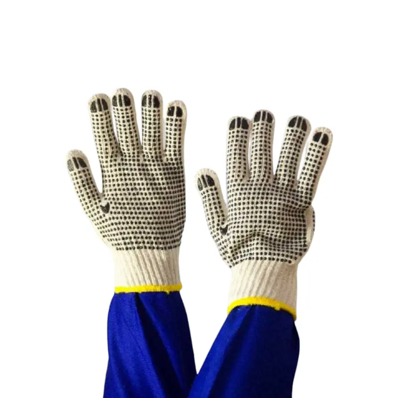 Reversible Cotton Knit Gloves – Grey Polka Dot & Solid Back (Glc0016) 1