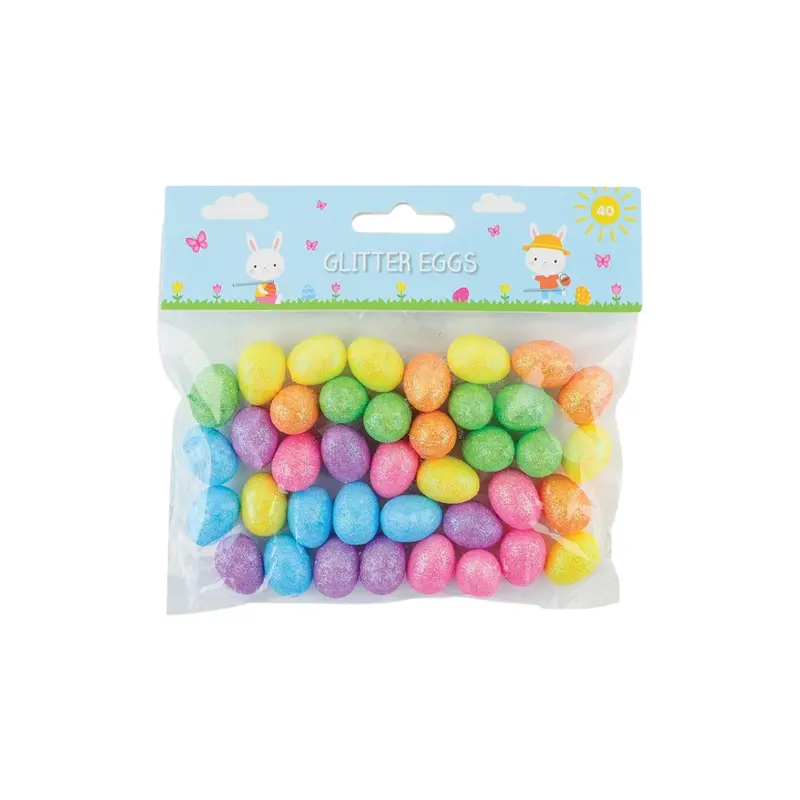 Shimmering Glitter Foam Easter Eggs – Assorted Colors, 50-Piece Set 1