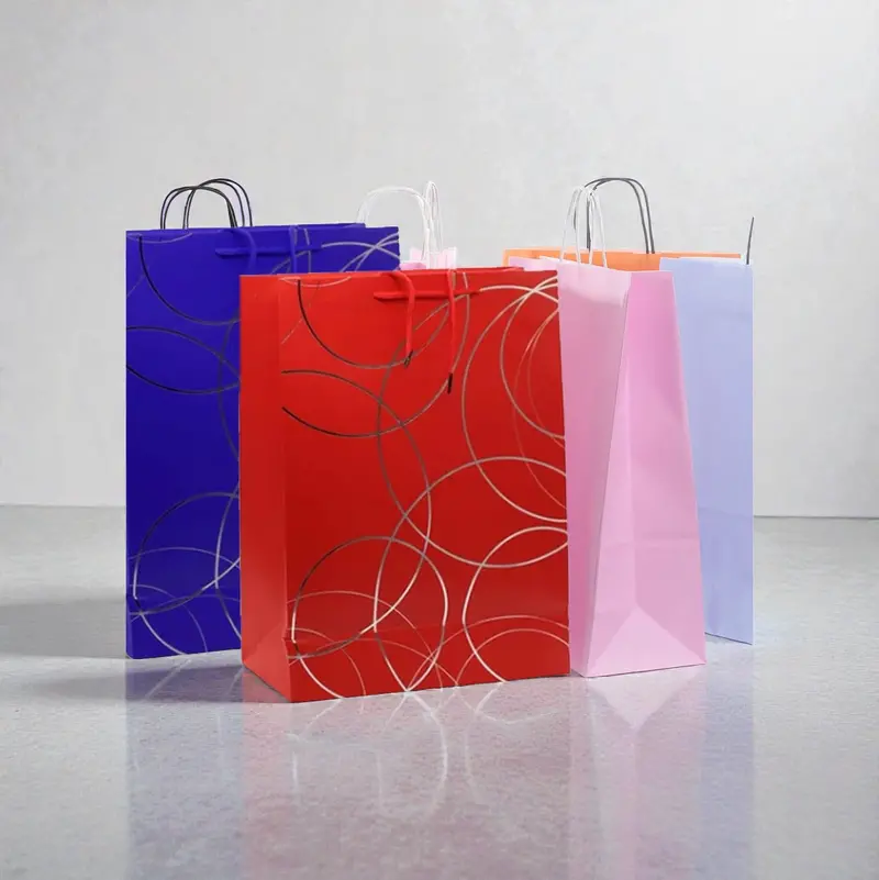 Silver Circle-Printed Small Gift Bag – 18 × 23 Cm Metallic-Accent Kraft Carrier 1