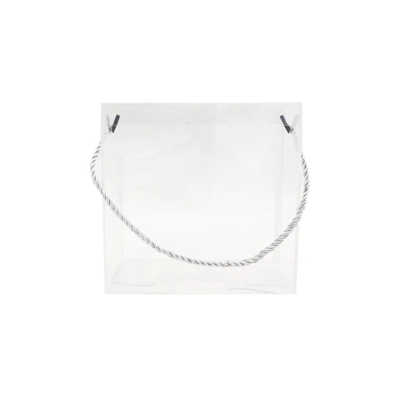 Silver-Edged Transparent Pvc Gift Box – 18X18X9Cm With Rope Handle 1