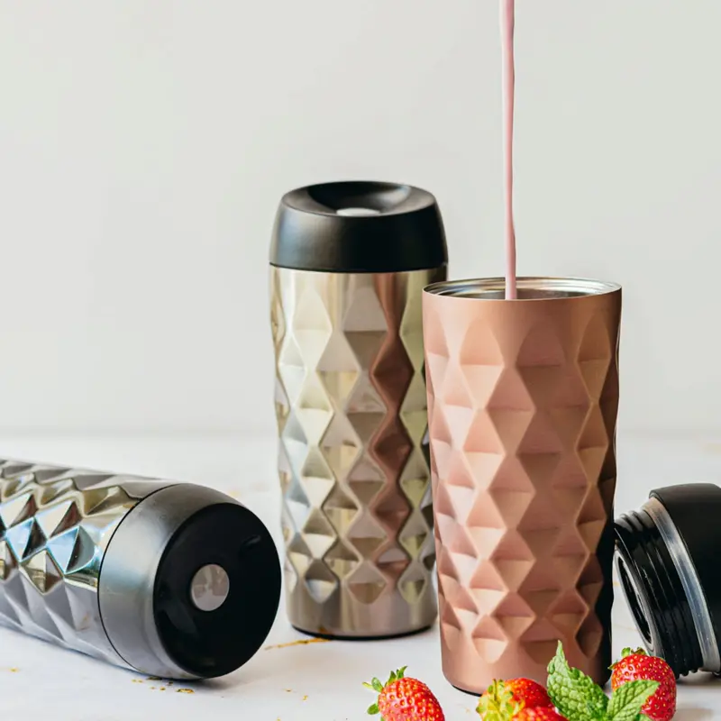 Snappy Diamond-Textured Insulated Flask – 400 Ml Stainless Steel Tumbler 1