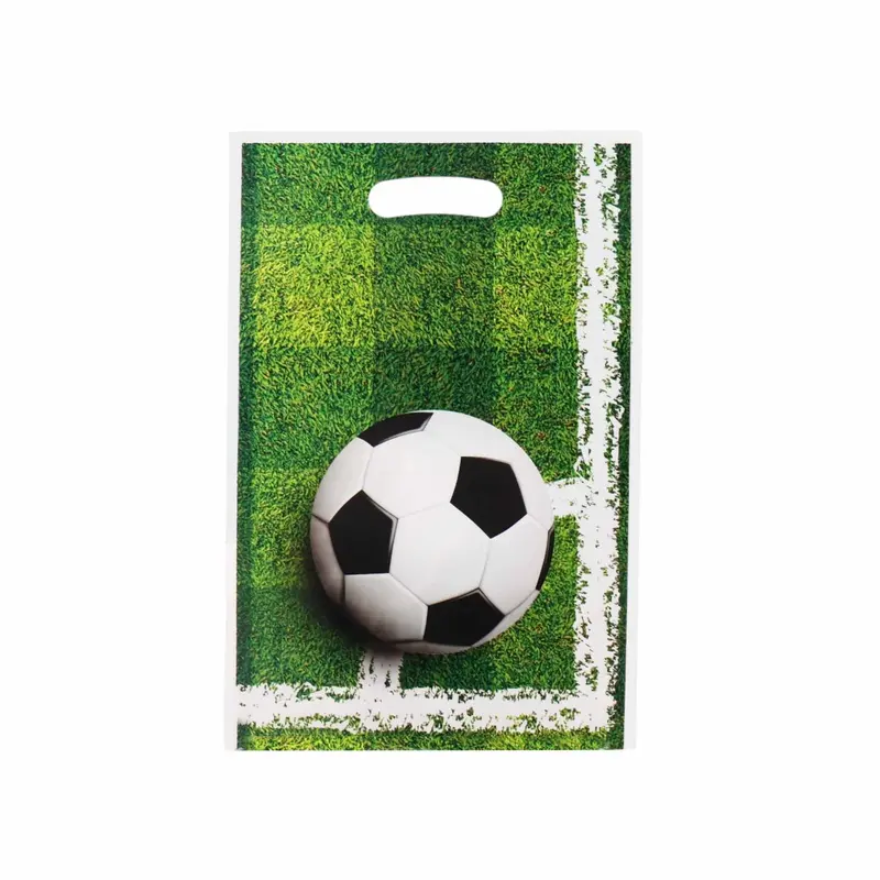 Soccer-Themed Party Loot Bags – Die-Cut Handle Plastic Bags (16 × 25Cm, 10-Pack) 1