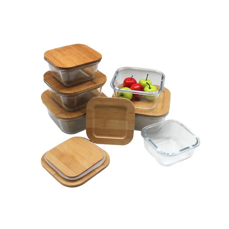 Square Acrylic Storage Canister – 50 Oz Clear Body With Natural Bamboo Lid 1