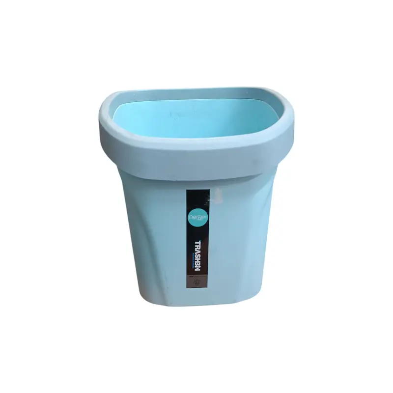 Square Flip-Top Waste Bin – Push-Activated Lid In Turquoise Plastic 1