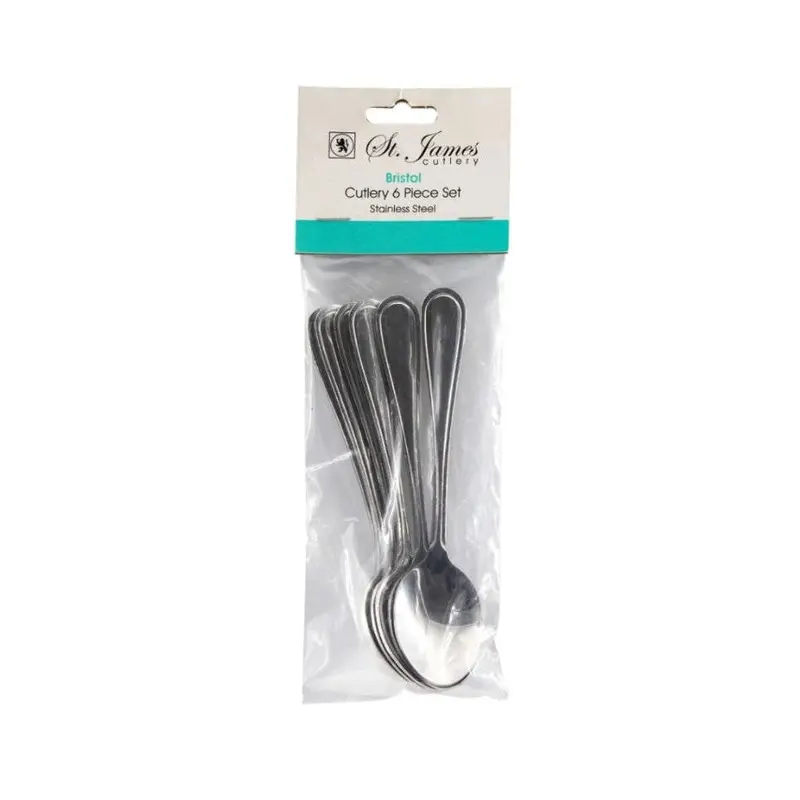 St James Bristol Teaspoon Set – 6-Piece Polished Stainless Steel 1