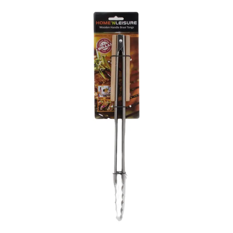 Stainless Steel Bbq Braai Tong – 40 Cm With Wooden Handle 1