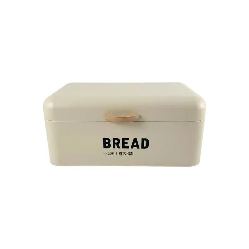 Stainless Steel Bread Bin With Wooden Handle – Cream Dispenser Style 1
