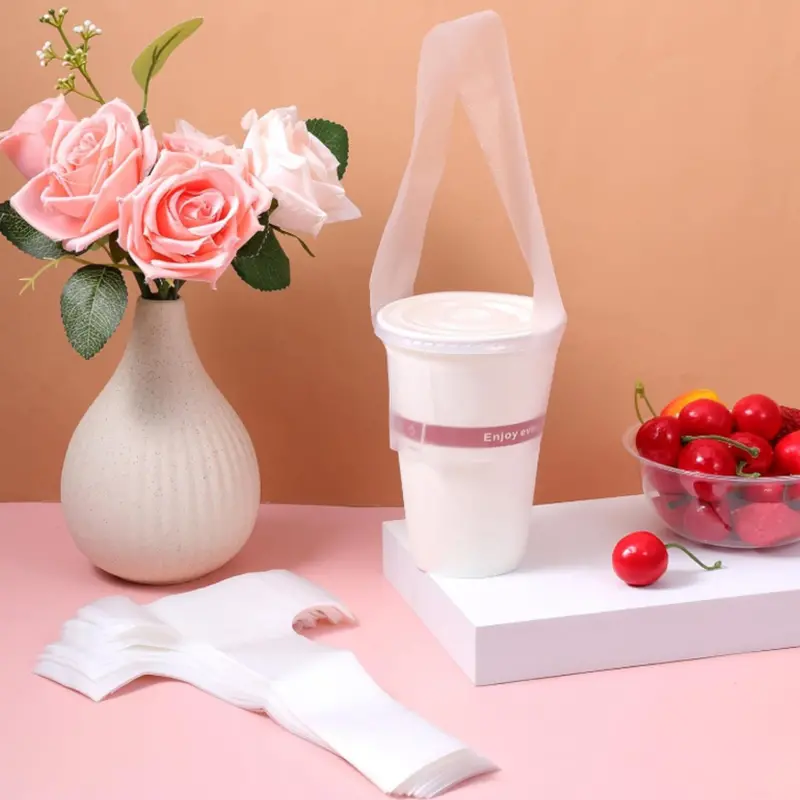 T-Shaped Clear Plastic Single-Cup Carriers – Lightweight Disposable Cup Holders, 7Μm, 100 Pack 1