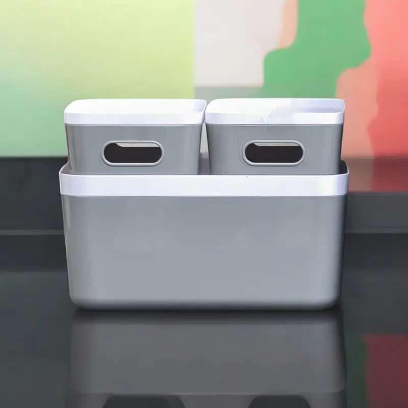Tazzy Stackable Storage Bins With Lids And Handles – 3-Piece Set 1