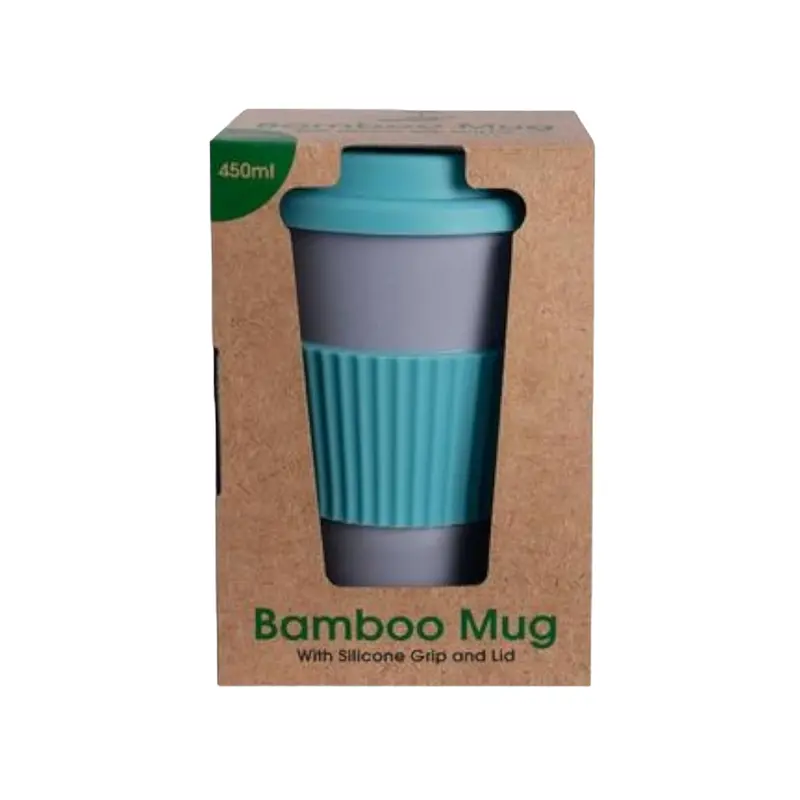 Teal Bamboo Travel Coffee Flask – 7 × 15 Cm Eco-Friendly Thermal Mug 1