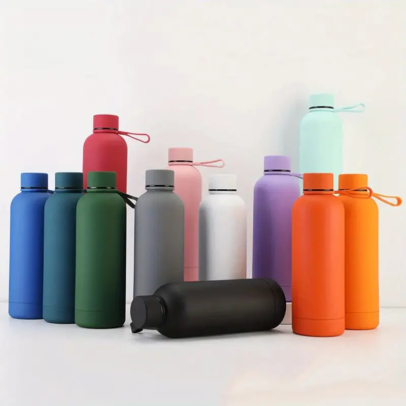 Thermos Matte Silicone-Clad Flask – 500Ml Stainless Steel Insulated Bottle With Handle 1