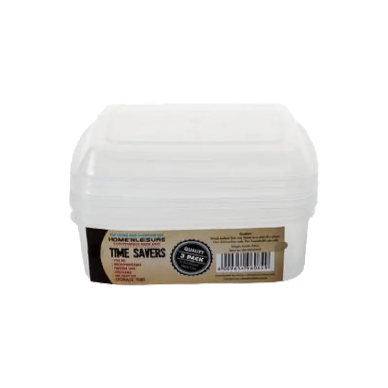 Time Savers Stackable Clear Plastic Storage Boxes – 750 Ml Rectangular, 3-Pack 1