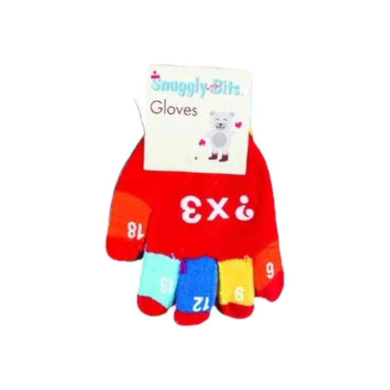 Toddler Acrylic Knit Gloves – Alphabet & Number Embroidered Details 1