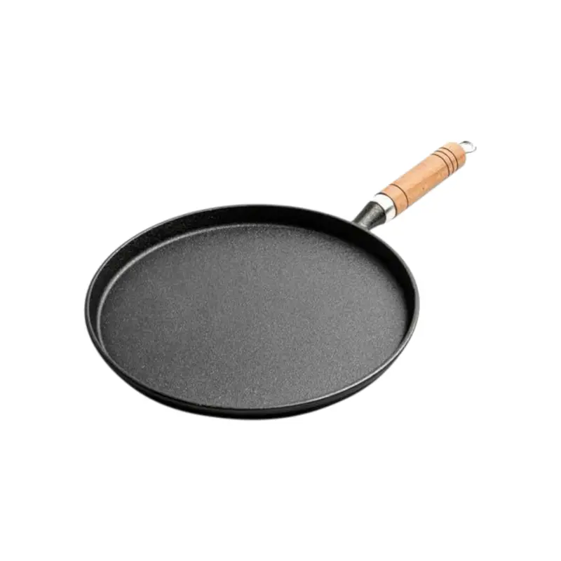 Totai Cast Iron Roti And Pizza Pan – 23 Cm Round Pan With Ergonomic Wooden Handle 1