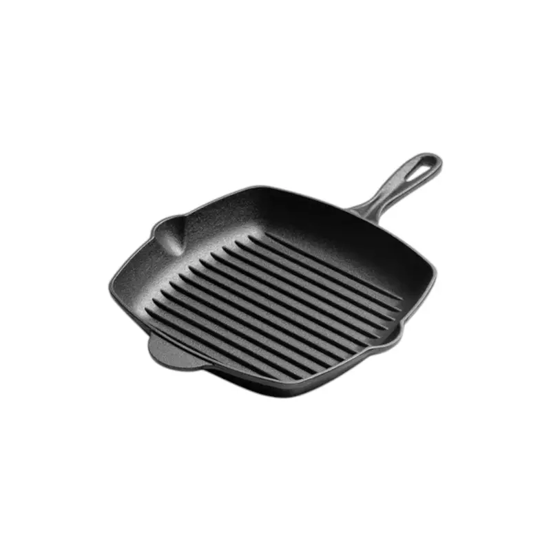 Totai Ribbed Cast Iron Grill Skillet – 26 × 28 Cm Square Pan With Deep Grooves 1