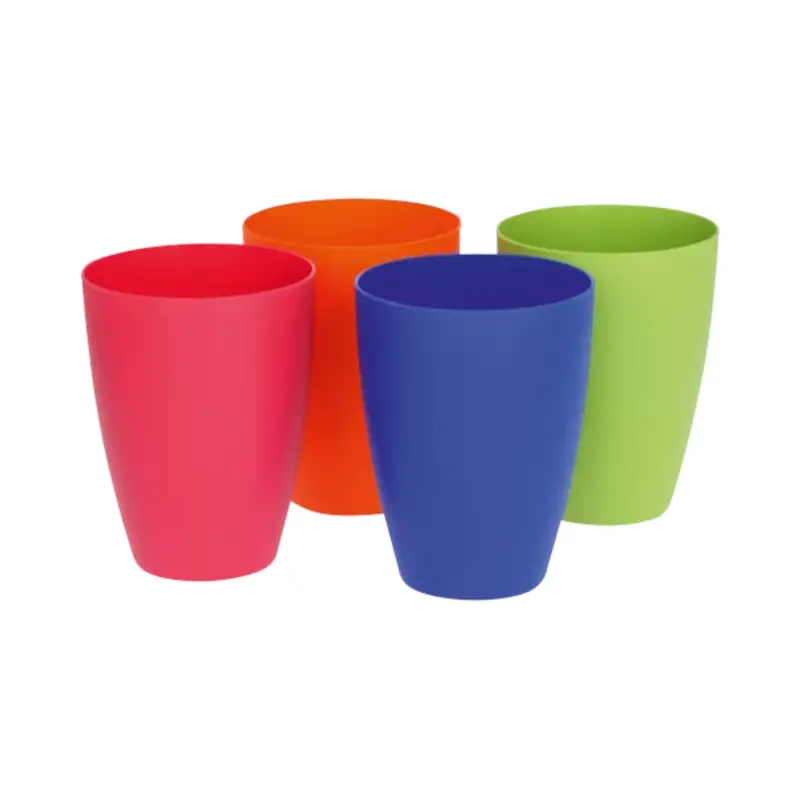 Tuffex 4-Piece Plastic Cup Set – Assorted Sizes & Colors 1