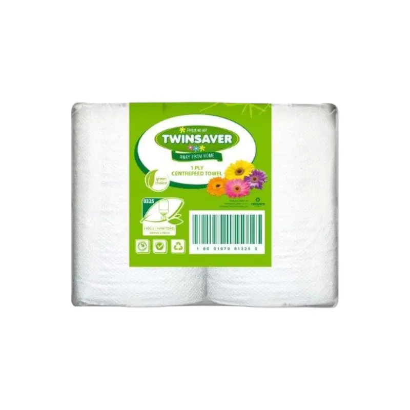 Twinsaver Perforated Centerfeed Paper Towel Rolls – 1-Ply, 4-Pack (360-0325) 1