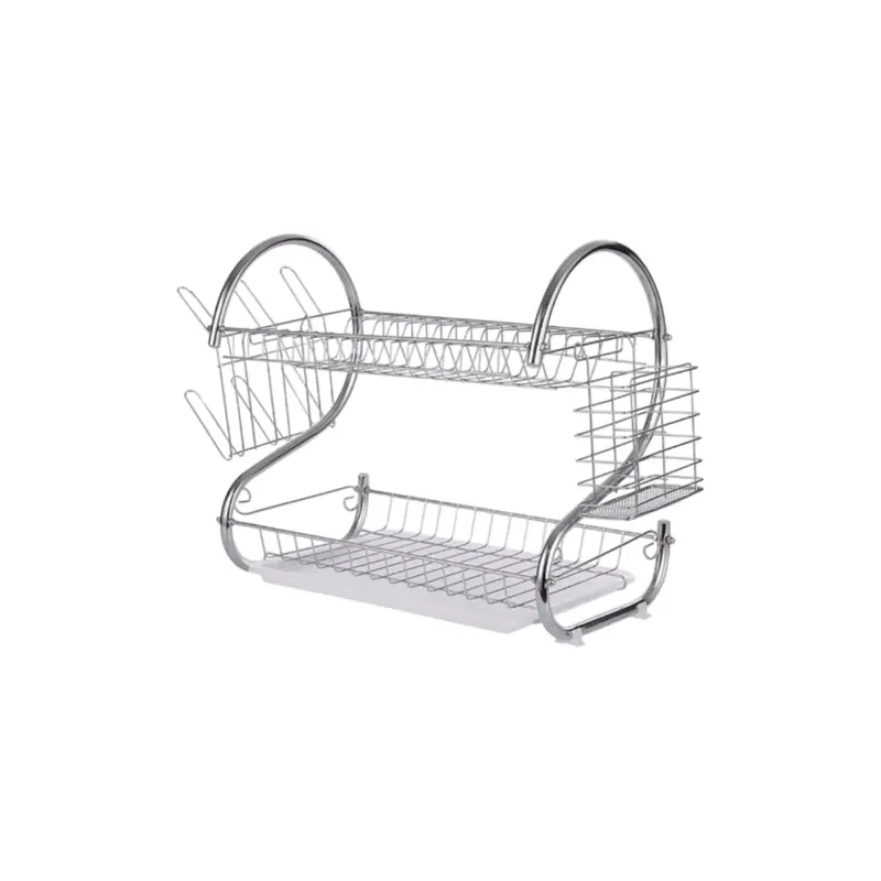 Two-Tier Stainless Steel Dish Drying Rack – 38 Cm Wide Organizer 1