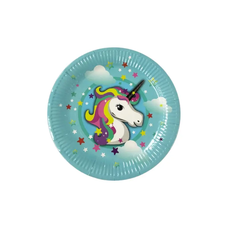 Unicorn-Themed Blue Disposable Paper Plates – 9-Inch, 10-Pack 1