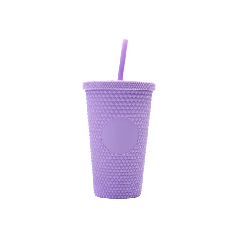 Vintage-Inspired 450Ml Matte Pastel Studded Tumbler With Reusable Straw 4