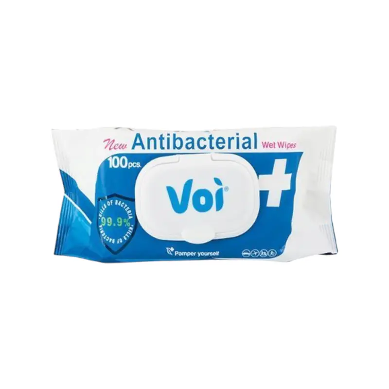 Voi Antibacterial Wipe Pack – 100 Pre-Moistened Disinfecting Cleansing Cloths 1