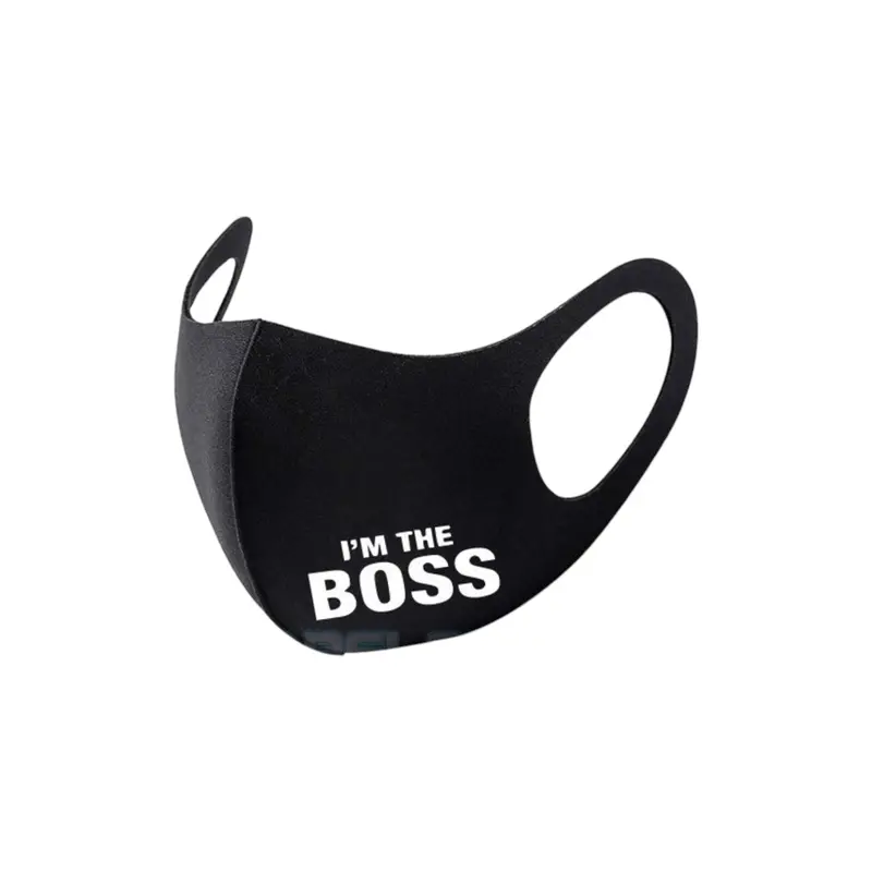 Washable Reusable Face Mask – Bold 'I Am The Boss' Statement Print 1