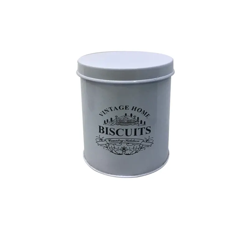 White Airtight Snack Canister – 12×15 Cm Glossy Tin Storage Jar 1