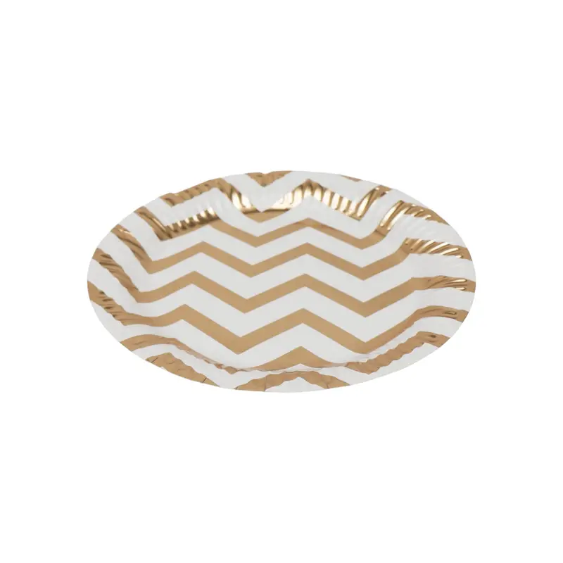 White Disposable Dinner Plates With Gold Stripe – 8-Piece Set 1