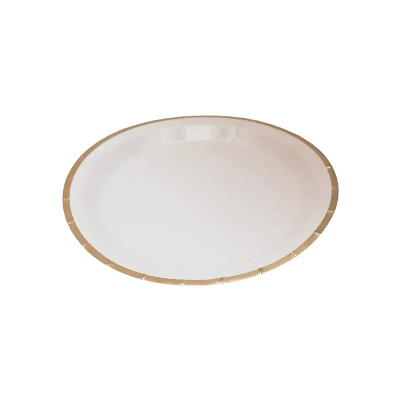 White Disposable Dinner Plates With Gold Trim – 8-Piece Pack 1