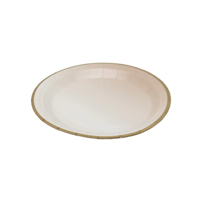 White Disposable Side Plates With Gold Trim – 8-Piece Party Set 1