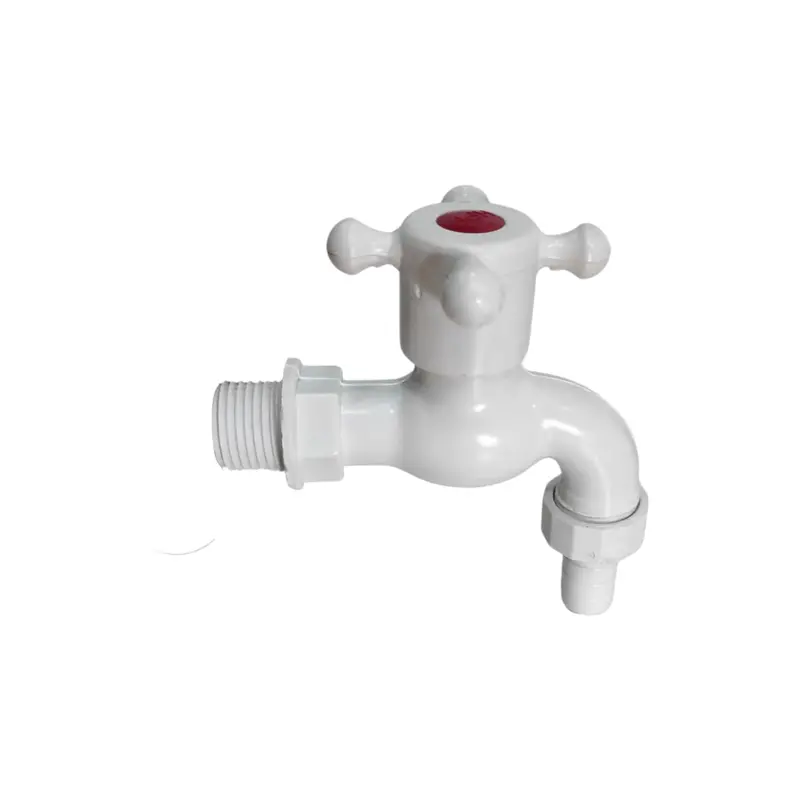 White Plastic Garden Tap – 1/2-Inch Inlet, 3/4-Inch Outlet – Model 9135 1