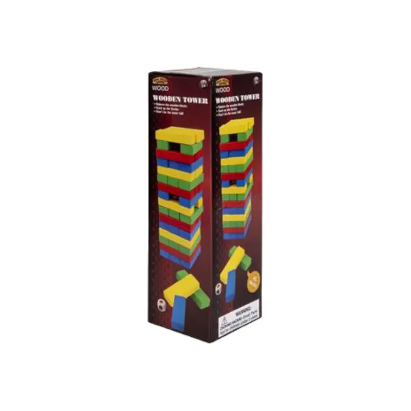 Wooden Color Tower Stacking Game – 48-Piece Block Set With Dice 1