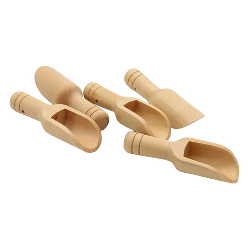 Wooden Mini Bath Salt Scoop – 9 × 1 Cm, 5-Pack 1