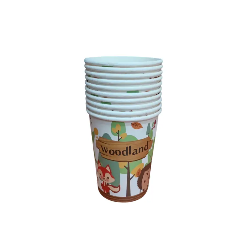 Woodland-Themed Disposable Paper Cups – 10-Piece Set 1