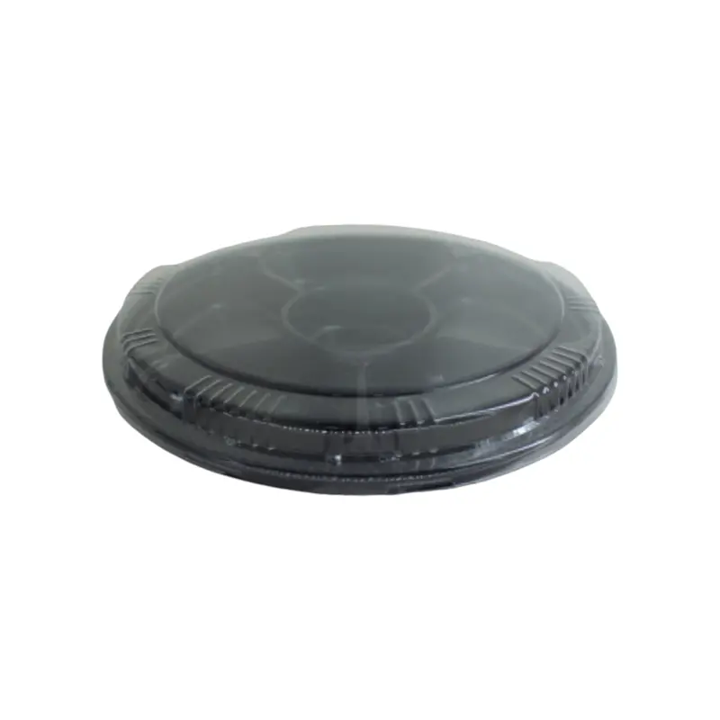Xpp653 Black 6-Partition Round Takeaway Tray – Food-Safe & Stackable 1