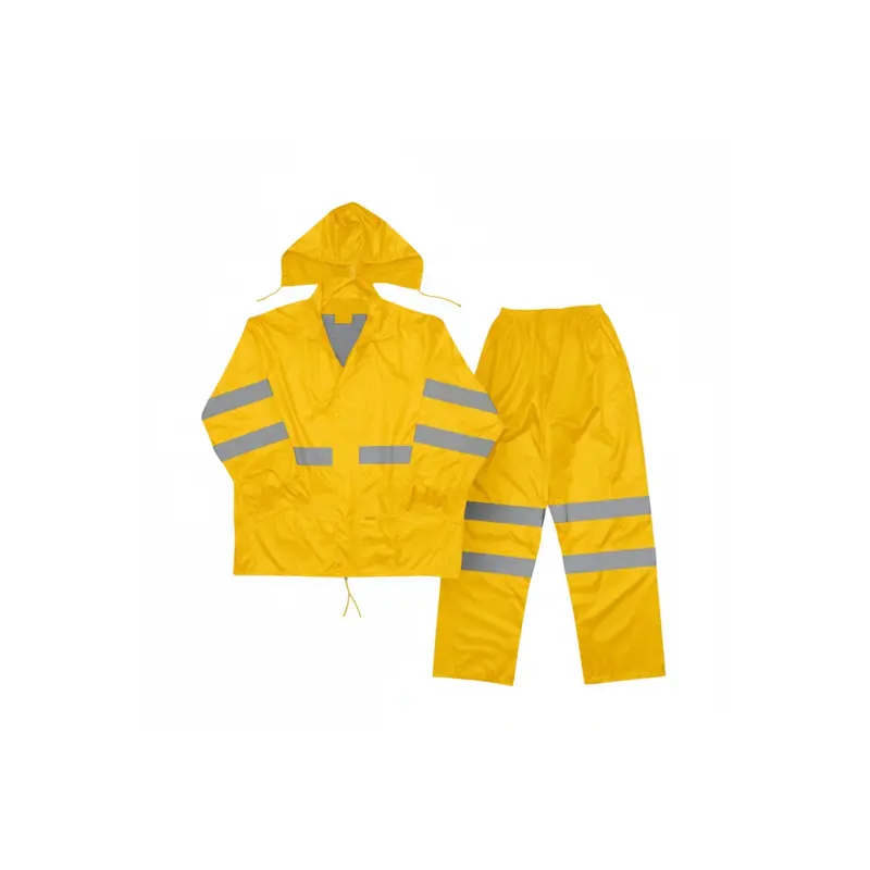 Yellow Rubberized Rain Suit Set – Reflective Tape, Medium Fit, Full Coverage 1