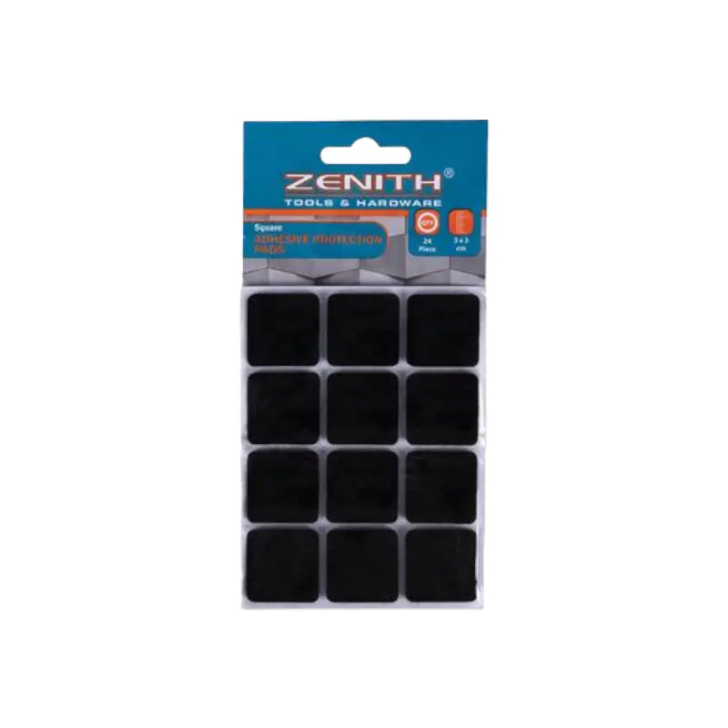 Zenith Black Square Adhesive Pads (3Cm × 3Cm, 24-Pack) 1
