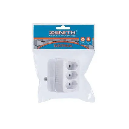 Zenith Eurodaptor Plug – Triple 5A 2-Pin European Adapter 1
