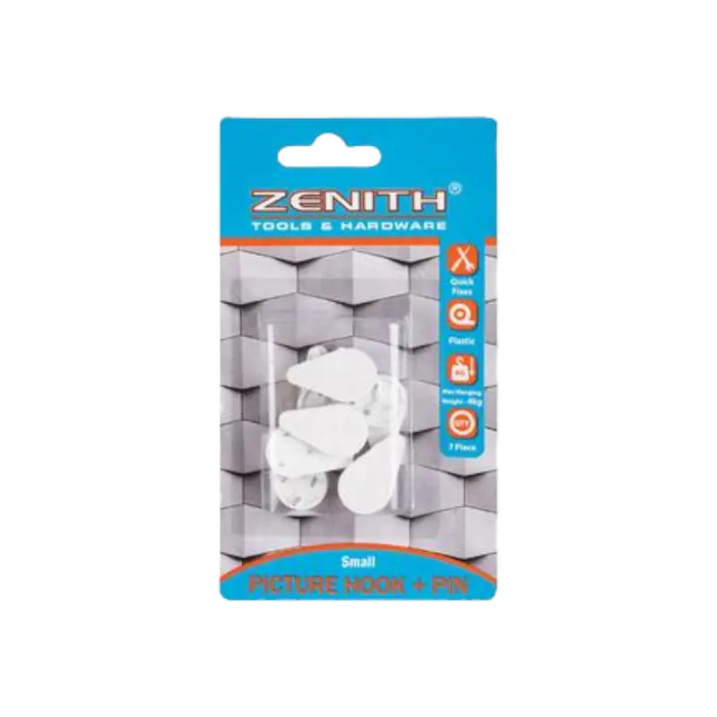 Zenith Small White Picture Hooks With Pins – 4 Kg Support, 7-Piece Pack 1