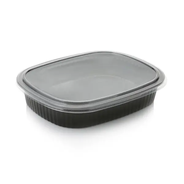 Zibo Microwaveable Oval Meal Tray – Black, Stackable Lunch Container 1